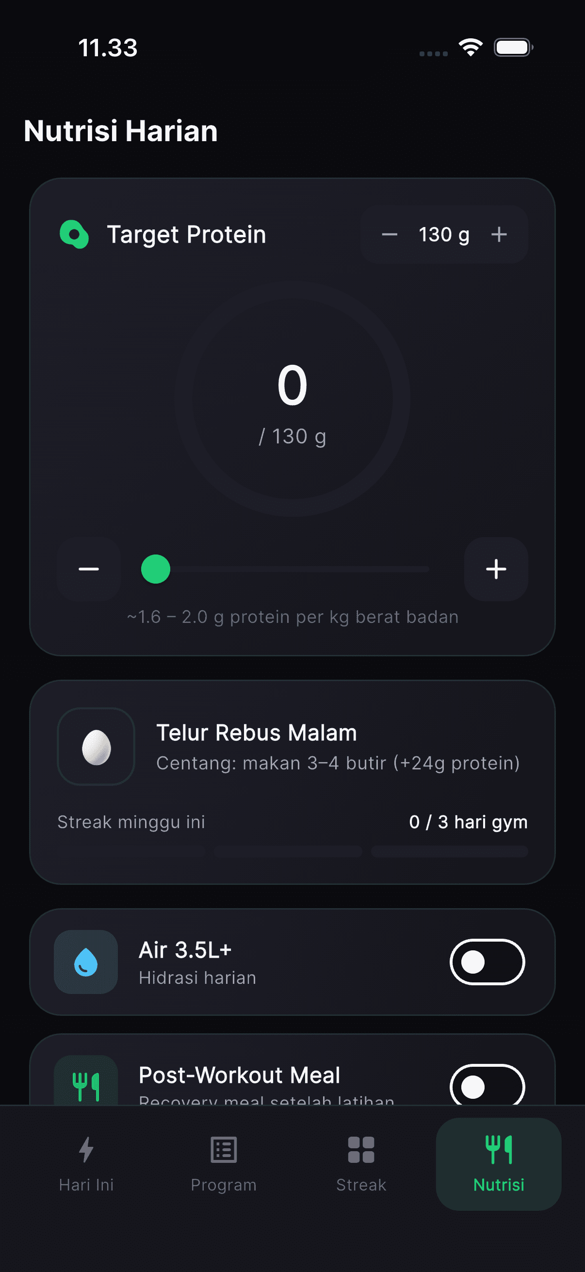 RepPilot — Nutrisi